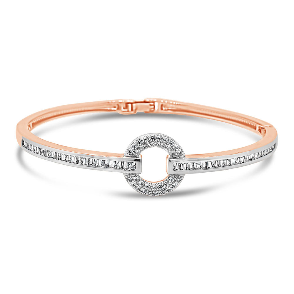 Hoop Silver & Rose Gold Diamante Bangle